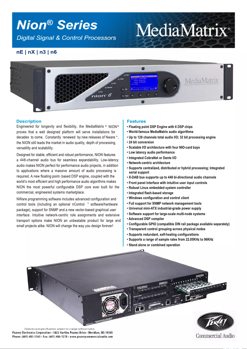 Page n°1 - Fiche technique MediaMatrix NION n3