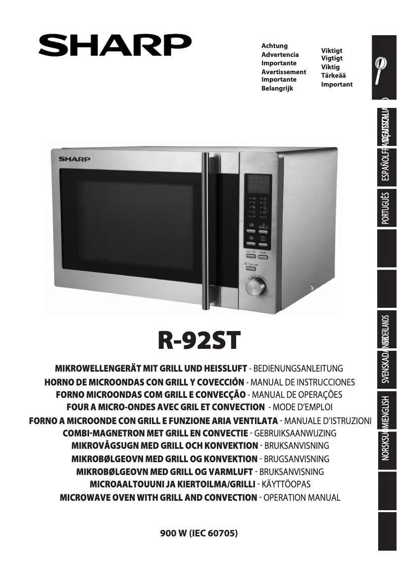 Page n°1 - Manuel utilisateur Sharp R-92ST