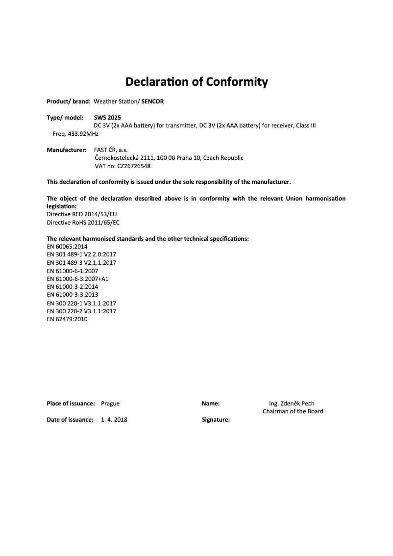 Page 1 de la notice Manuel utilisateur Sencor SWS 2025