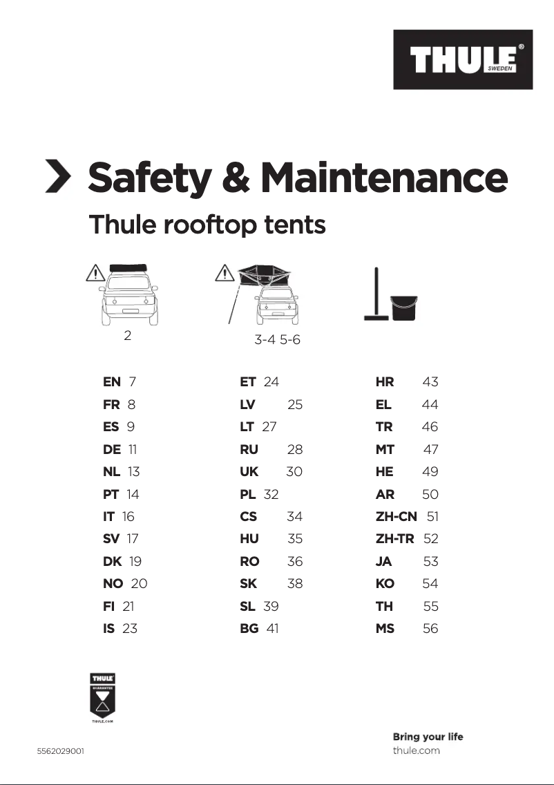 Page 1 of the manual Safety Instructions Thule Approach S