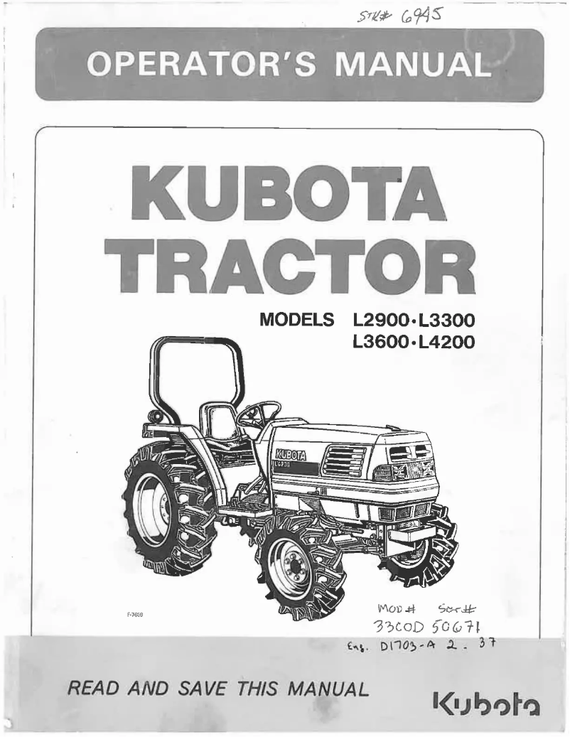 Página 1 del manual Manual de usuario Kubota L4200