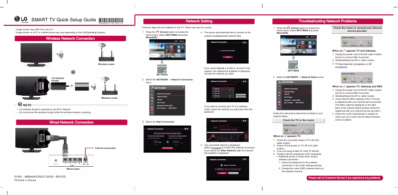 Page n°1 - Guide d'installation LG 40UB809Y