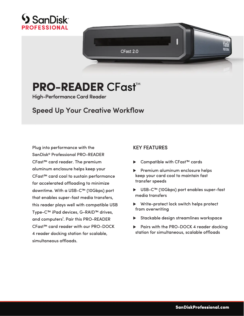 Imagen de la primera página del manual del dispositivo PRO-READER CFast