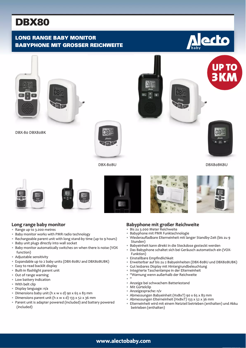 Page 1 de la notice Manuel utilisateur Alecto DBX-80BU