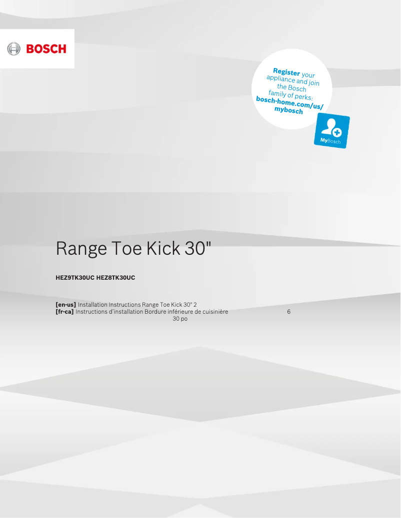 Page 1 de la notice Manuel utilisateur Bosch HEZ9TK30UC
