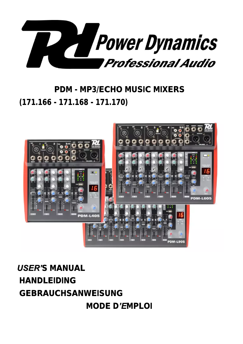 Page 1 de la notice Manuel utilisateur Power Dynamics PDM-L605 171.168
