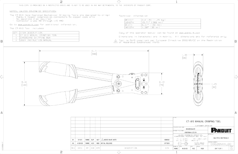 Page n°1 - Dessin technique Panduit CT-810