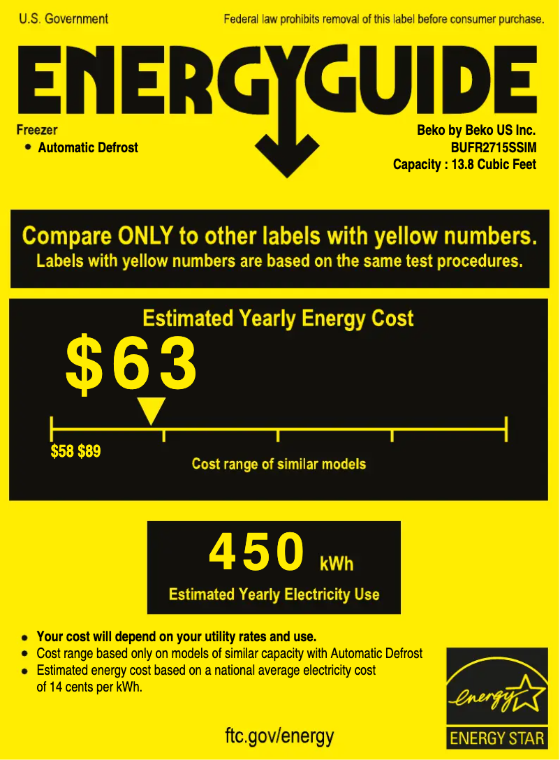 Page n°1 - Label énergétique Beko BUFR2715SSIM