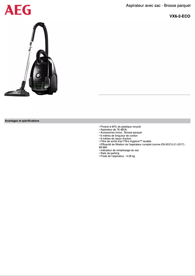Imagen de la primera página del manual del dispositivo VX6-2-ECO