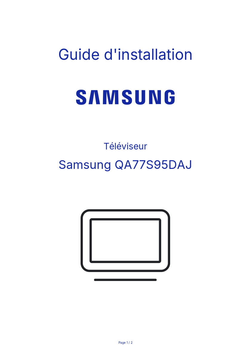 Page n°1 - Guide d'installation Samsung QA77S95DAJ
