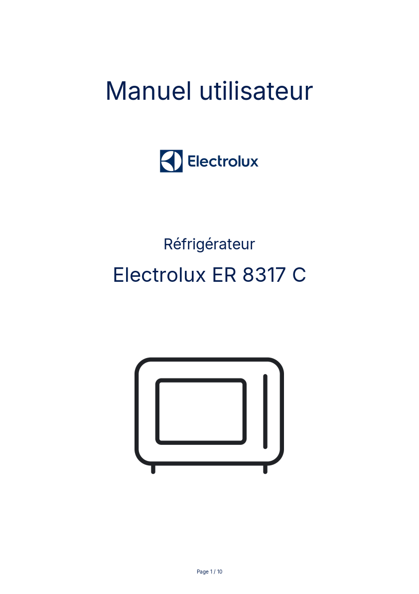 Page n°1 - Manuel utilisateur Electrolux ER 8317 C