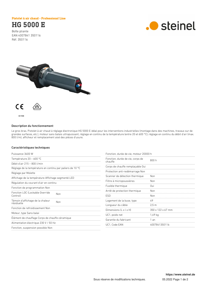Imagen de la primera página del manual del dispositivo HG 5000 E
