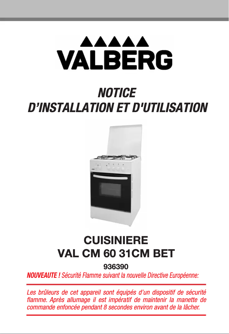Page n°1 - Manuel utilisateur Valberg VALCM6031CMBET