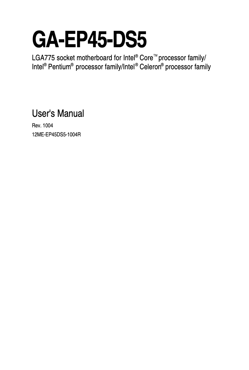 Page 1 de la notice Manuel utilisateur Gigabyte GA-EP45-DS5