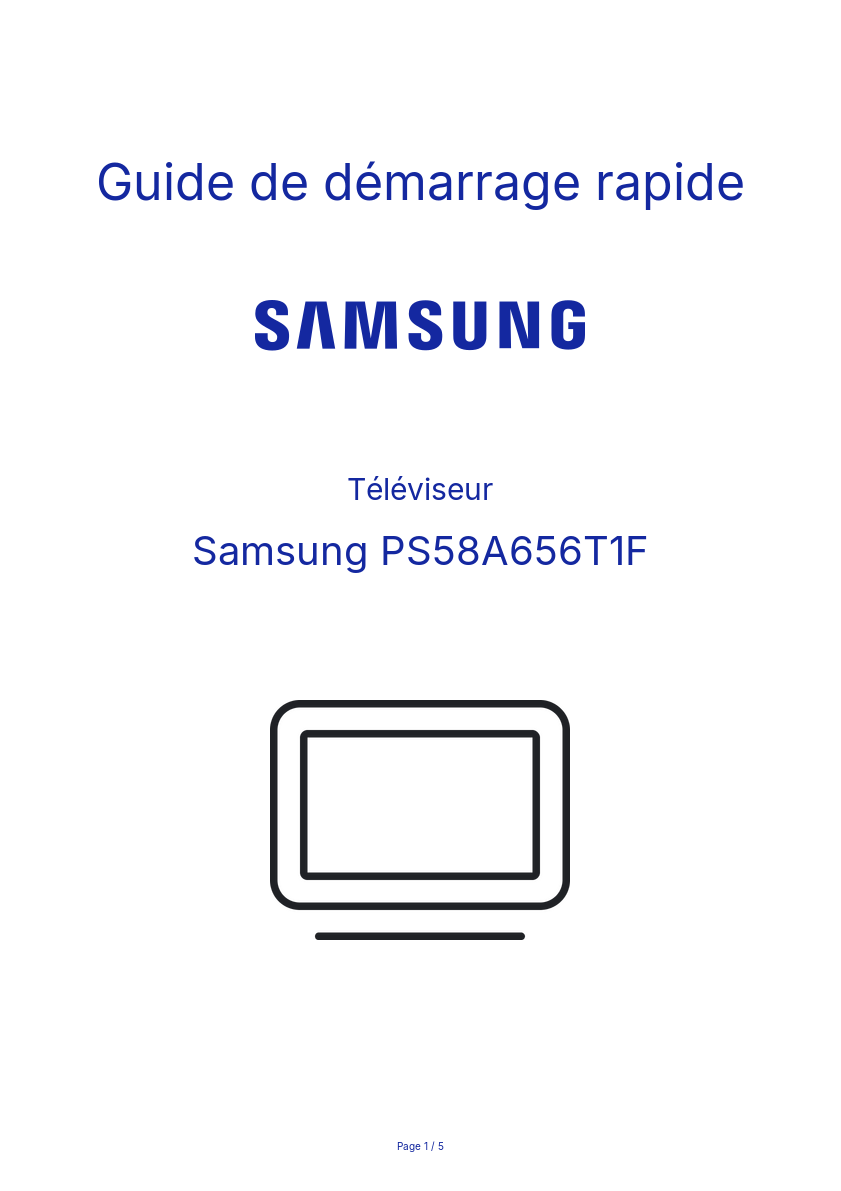Page n°1 - Guide de démarrage rapide Samsung PS58A656T1F