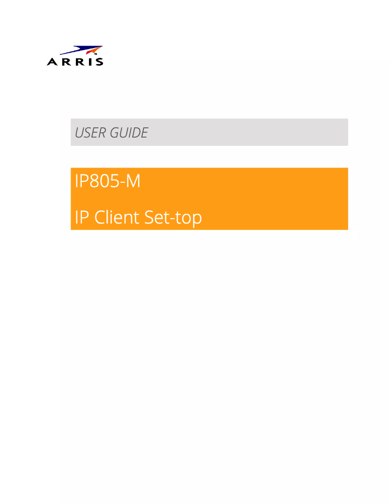 Page 1 of the manual User Manual Arris IP805-M