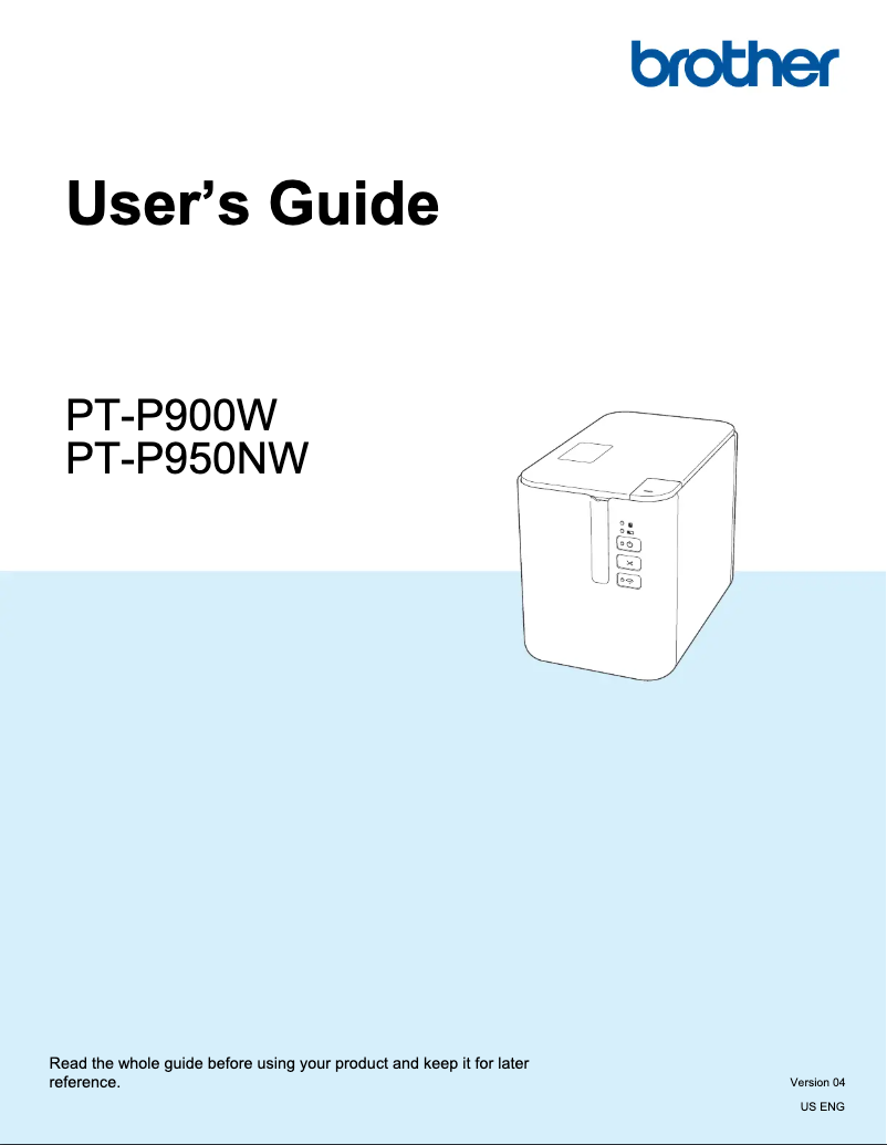 Page n°1 - Manuel utilisateur Brother P-Touch PT-P950NW