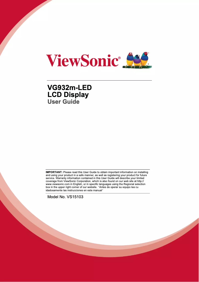 Page n°1 - Manuel utilisateur Viewsonic VG932m-LED
