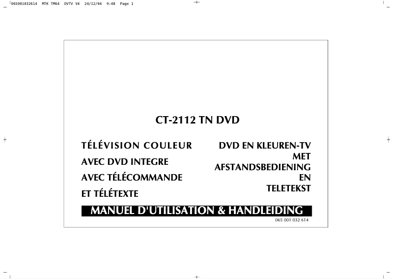 Image de la première page du manuel de l'appareil CT2112TN DVD