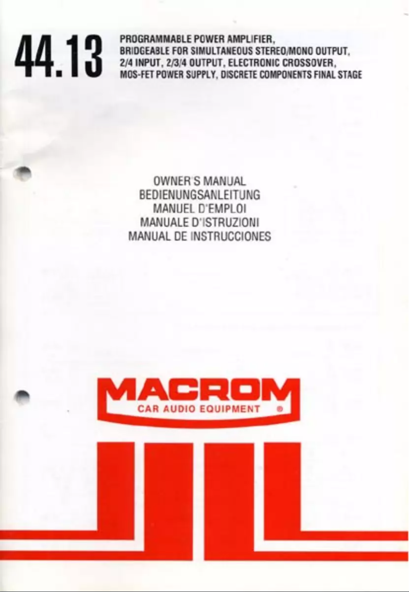 Page n°1 - Manuel utilisateur Macrom 44.13