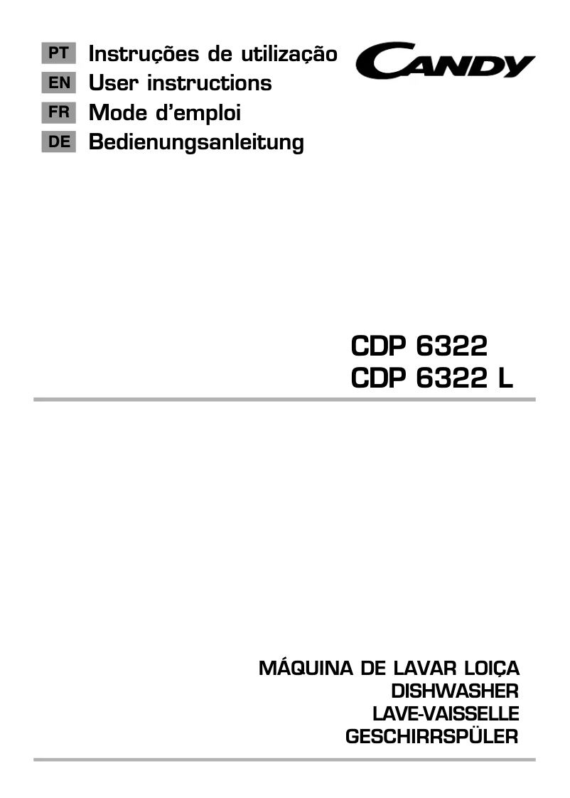 Page n°1 - Manuel utilisateur Candy CDP 6322