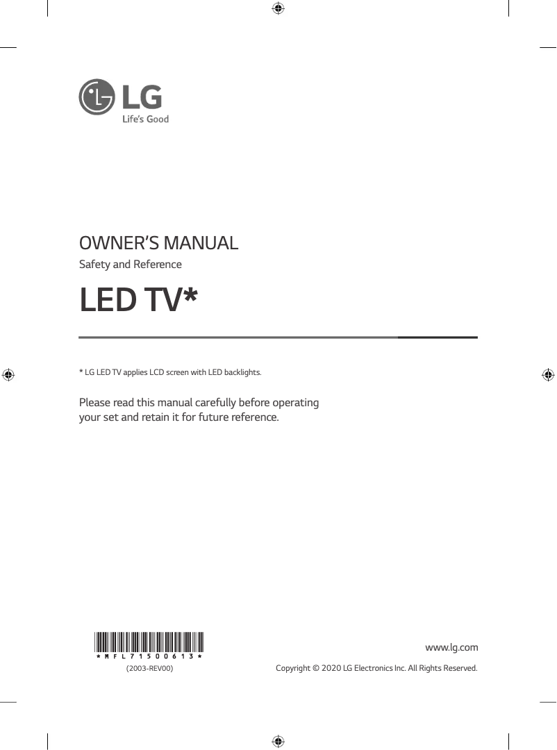 Page 1 de la notice Manuel utilisateur LG 65NANO97VNA