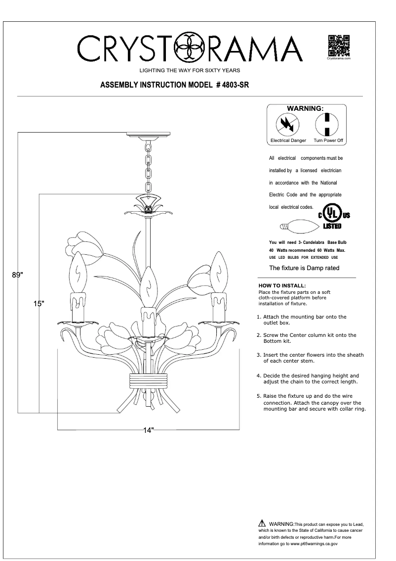 Página 1 del manual Manual de usuario Crystorama Southport 4803-SR