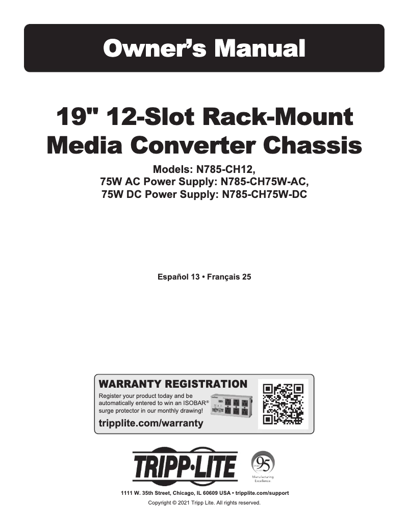 Image de la première page du manuel de l'appareil N785-CH75W-DC