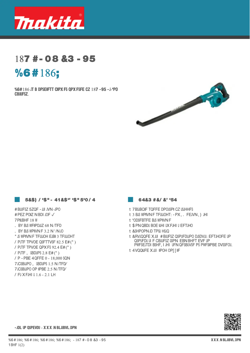 Page n°1 - Fiche technique Makita DUB186Z