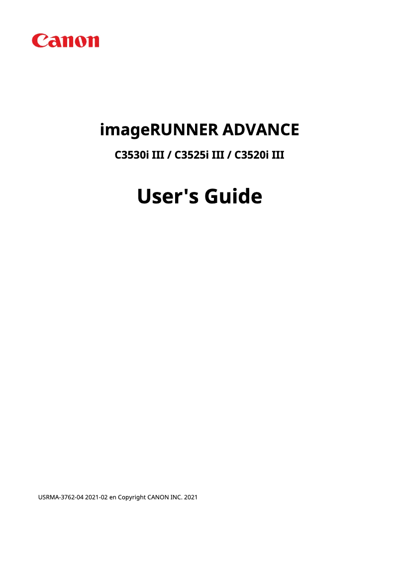 Page 1 de la notice Manuel utilisateur Canon imageRUNNER ADVANCE C3530i III