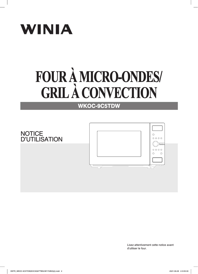 Page 1 de la notice Manuel utilisateur Winia WKOC-9C5TDW
