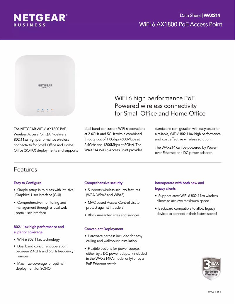 Image de la première page du manuel de l'appareil WAX214