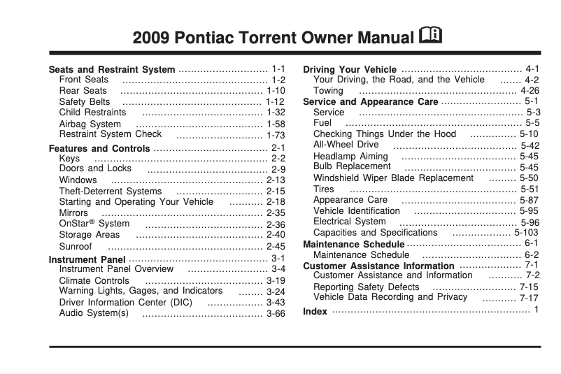 Page n°1 - Manuel utilisateur Pontiac G3 (2009)