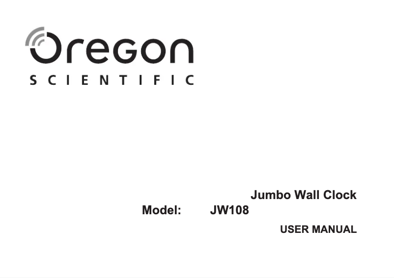 Page 1 de la notice Manuel utilisateur Oregon Scientific Jumbo JW108