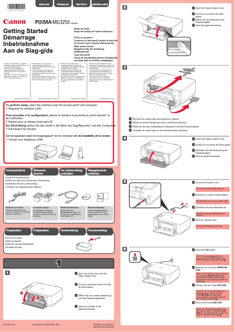 Image de la première page du manuel de l'appareil Pixma MG3255