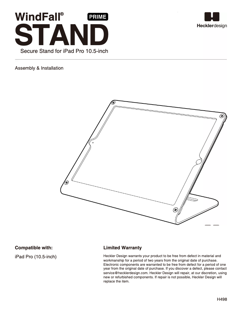 Page 1 de la notice Manuel utilisateur Heckler Design H498X-GW