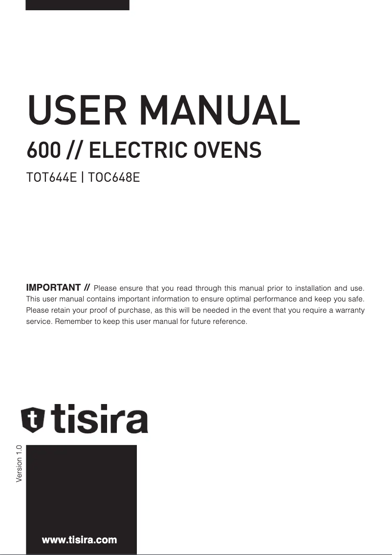 Page n°1 - Manuel utilisateur Tisira TOT644E