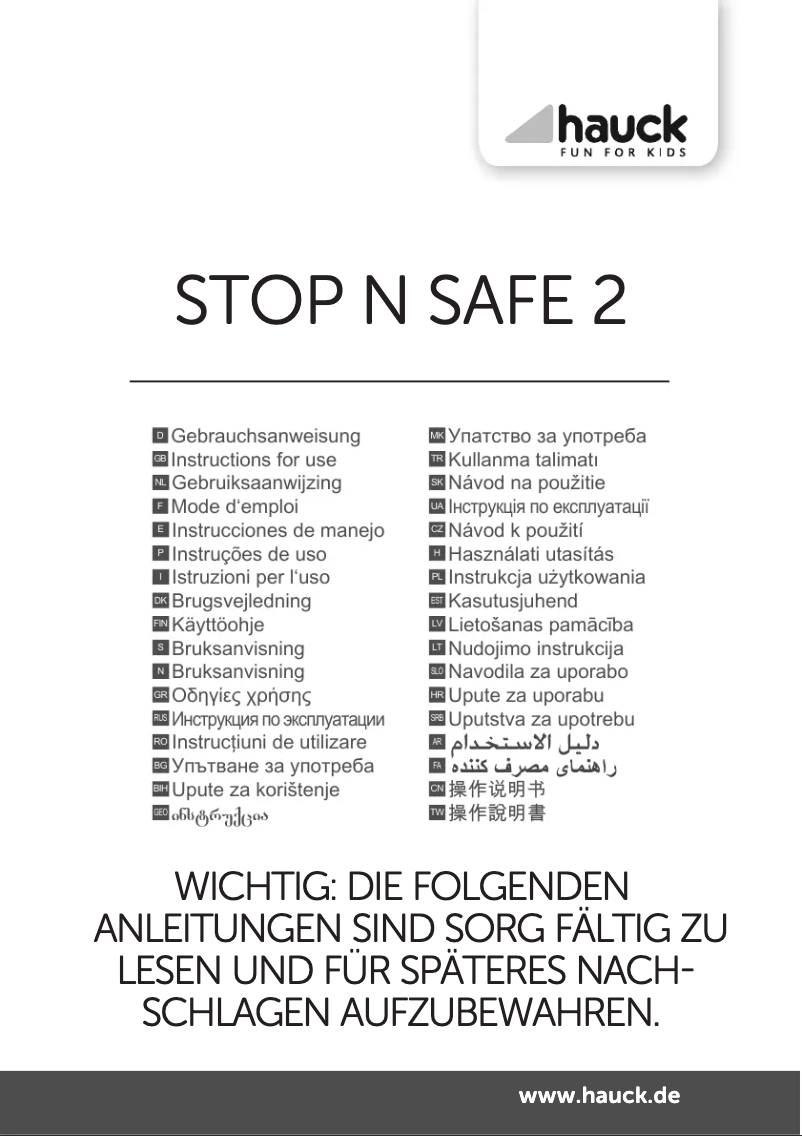 Page 1 de la notice Manuel utilisateur Hauck Stop'n Safe 2