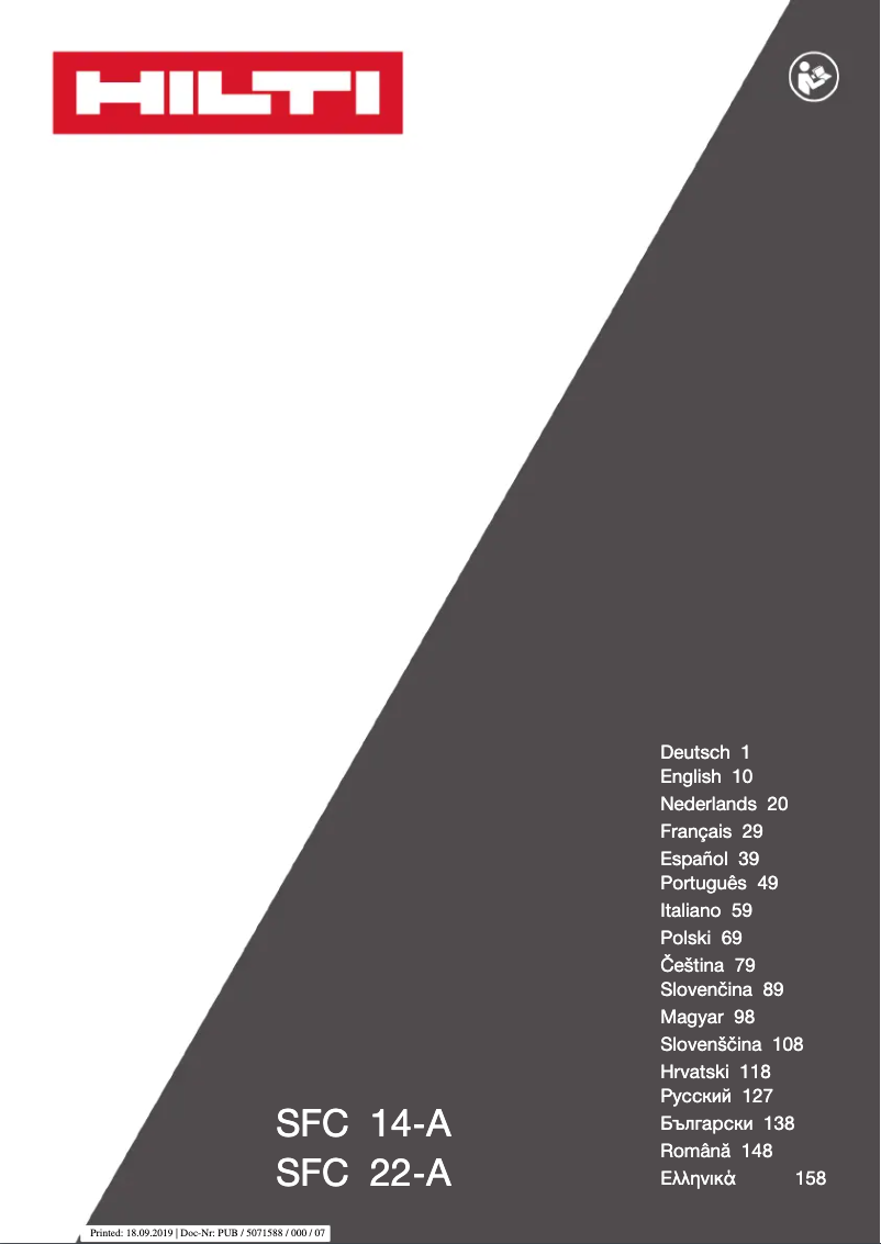 Page 1 de la notice Manuel utilisateur Hilti SFC 22-A
