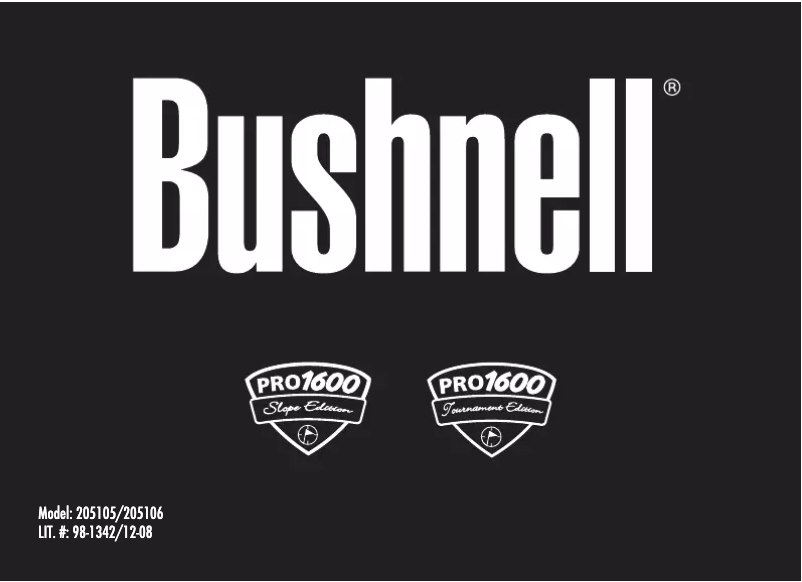 Page n°1 - Manuel utilisateur Bushnell Pro 1600 Slope
