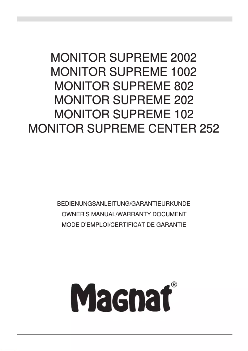 Page n°1 - Manuel utilisateur Magnat Monitor Supreme 2002