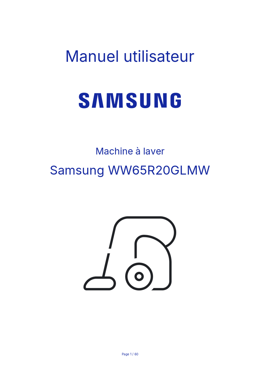 Page n°1 - Manuel utilisateur Samsung WW65R20GLMW