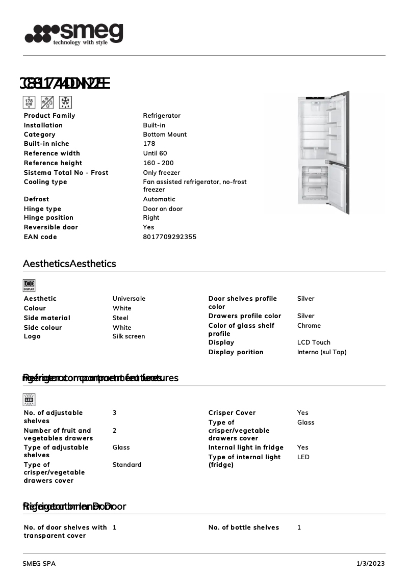 Page 1 de la notice Brochure Smeg C8174DN2E