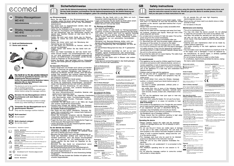 Image de la première page du manuel de l'appareil MC-81E