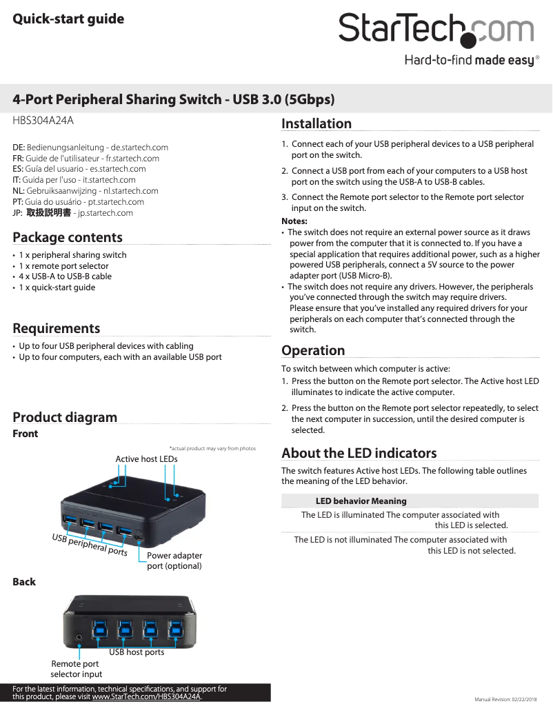 Page 1 de la notice Manuel utilisateur StarTech.com HBS304A24A