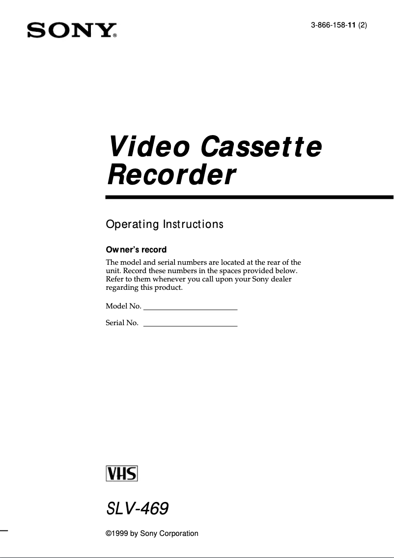 Image de la première page du manuel de l'appareil SLV-469