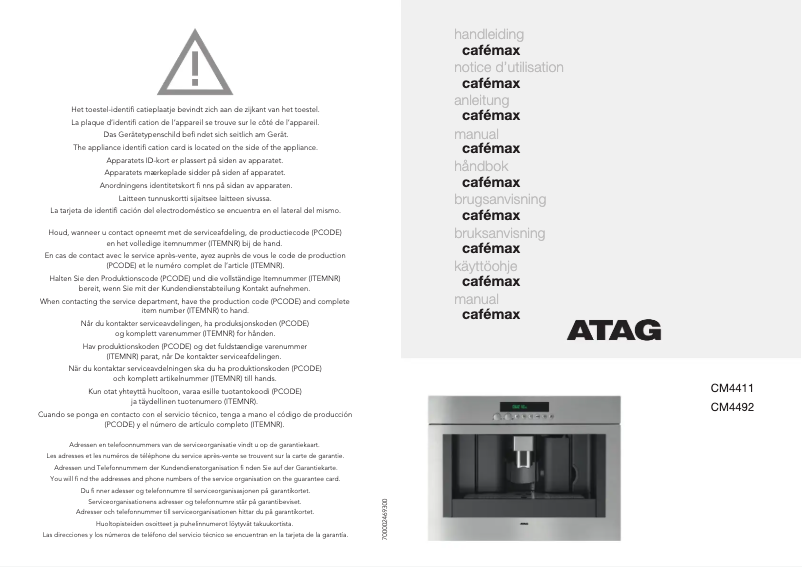 Page n°1 - Manuel utilisateur Atag CM4492AC