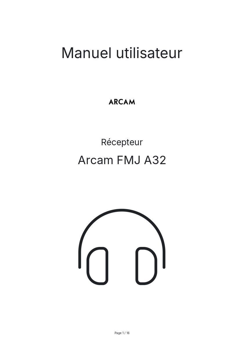 Page n°1 - Manuel utilisateur Arcam FMJ A32