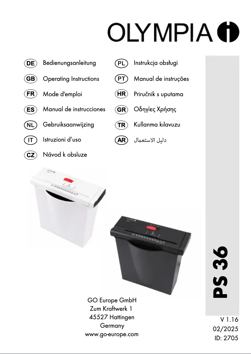 Page n°1 - Manuel utilisateur Olympia PS 36