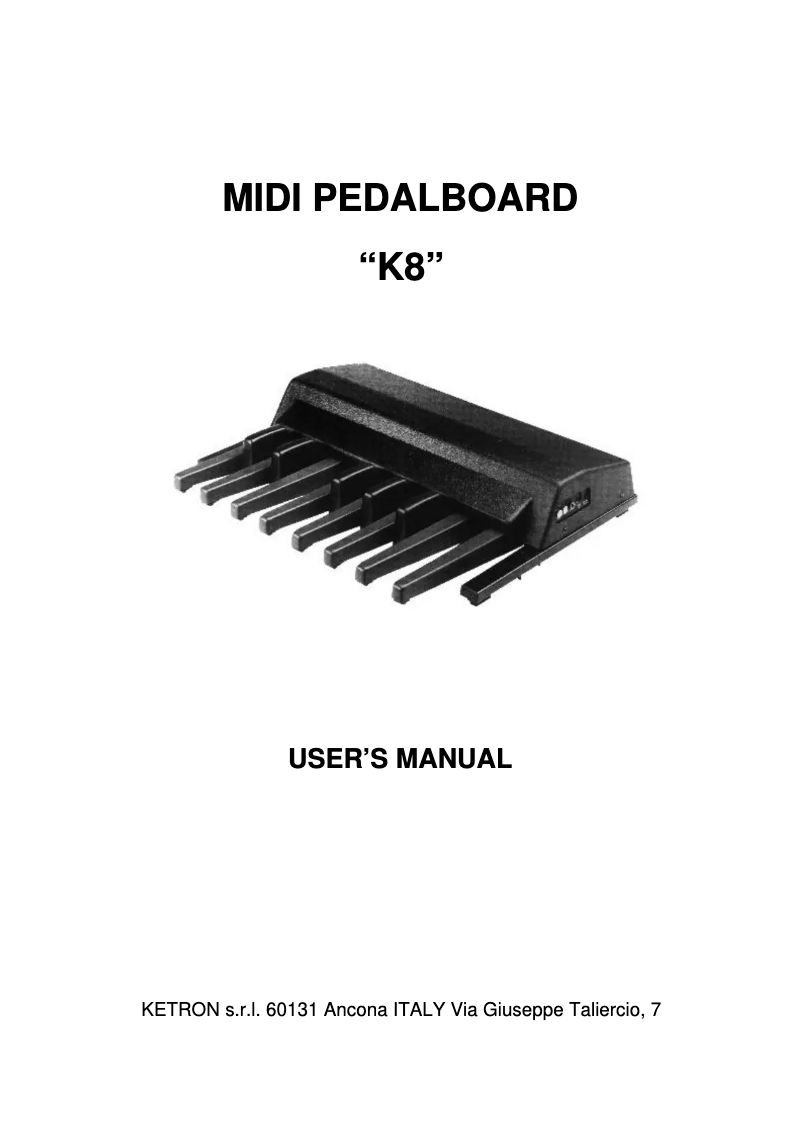 Page n°1 - Manuel utilisateur Ketron K8